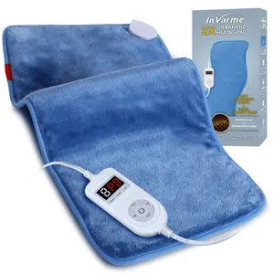 InVarme Hot Pad for Pain Relief: 2X Graphene and Luxury Plush Electric Heating Pad for Back and Period Cramps - Gentle Fast Relief for Homemaker After Household Cleaning - 4H Auto Off 8 Heat Settings