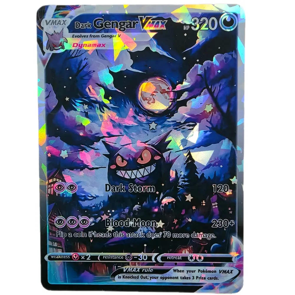 Custom Dark Gengar VMAX Holo Card – Handmade Custom Art Display Collectible