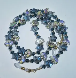 iArtJassy 'Dark Celestial' Eyeglass Chain - 24in Adjustable Sunglass Holder with Glass Beads & 304 Stainless Steel for Secure Fit & Versatile Use