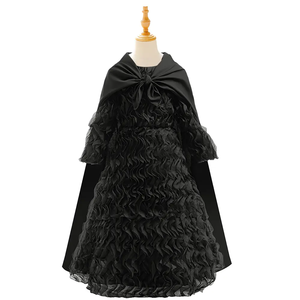 3-10Y Black 03 Cartoon Cosplay Costume Fancy Carnival Kids With Cape Lace Clothes Performance Princess Theme Party Holiday Girls Ball Gown Children Cocktail Dress