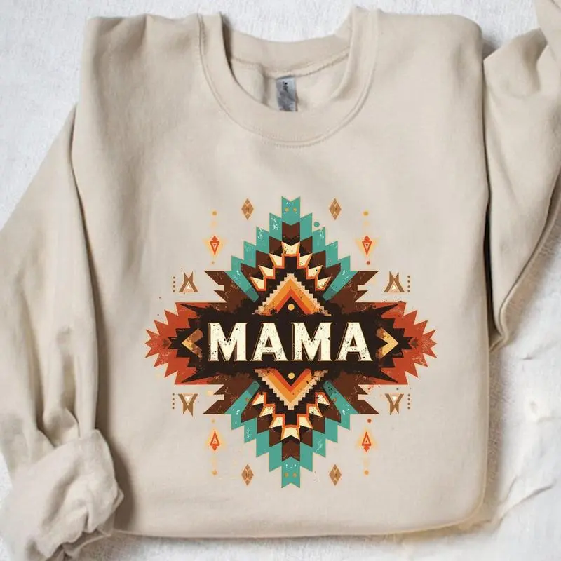 Aztec Pattern Mama Sweatshirt | Western Graphic Tee | Vintage Cowgirl Style Country Gift for Her