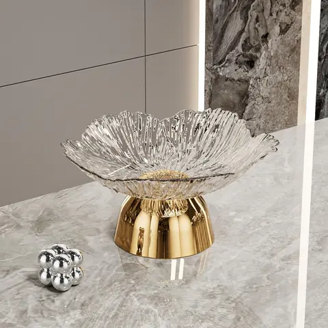 Fruit & Snack Bowl, Scalloped Serving Bowl with Modern Irregular Leaf Design, Decorative Bowl for Home Kitchen & Dining Room, Plastic Serving Bowls