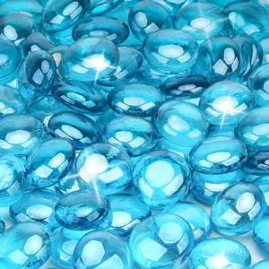 10-Pound Fire Glass Beads - 1/2 inch Luster Fire Glass Drops for Fireplace Fire Pit | Gas Log Sets | Landscaping | Fish Tank, Caribbean Blue Luster