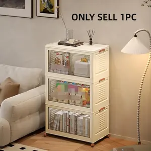 Compact Storage Cabinet, Foldable PP Material, Multi-Layer Organizer, Ideal for Kitchen Bathroom Living Room Bedroom Desk