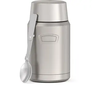 Vacuum Insulated Food Jar w/ Folding Spoon, 24oz, Matte Stainless