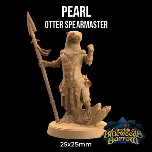 Pearl Otter Spearmaster Critterfolk | The Dragon Trappers Lodge | 32mm Scale | Miniature TTRPG Mini DnD Dungeons and Dragons Wargame