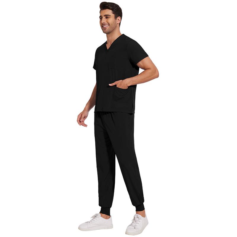 Scrub Tops for Men Women V-Neck Scrubs Unisex Stretch Nursing Shirts Medical Uniform Workwear with 3 Pockets