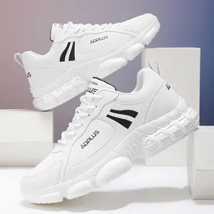 White Chunky Dad Sneakers, Unisex Casual Platform Shoes for All Outfits Daily Wear