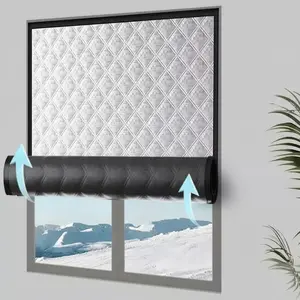 Graphene Windproof Insulated Easy Install Curtain for Winter, Bedroom Window Frost Protection, No-Drill Thick Thermal Film with One-Sided Velcro