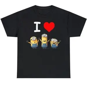 I Love Minionns Funny Graphic Tshirt, Vintage Cute Unisex Cotton T-shirt, Movie Meme Shirt, Top Menswear Streetwear Crewneck, Shortsleeve Casual Crewneck