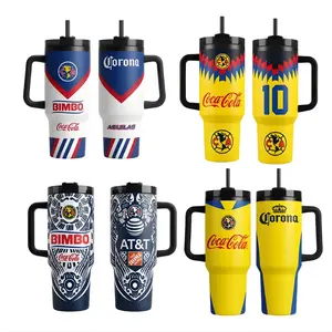 Sports Team Insulated Tumbler with Handle & Straw – 40oz Travel Mug, Double Wall Stainless Steel Cup