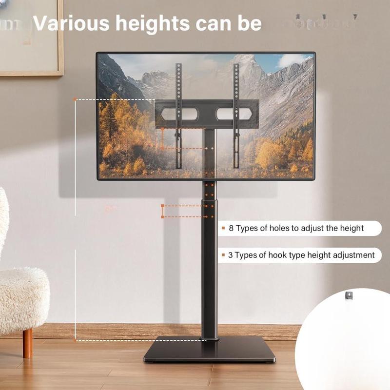 KKTONER Universal Floor TV Stand for 27 to 65 Inch TVs, Height Adjustable, Swivel, Max VESA 400x400mm, Holds up to 88 lbs