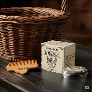 Natural Beard Balm - Vanilla Scented, 1oz, Gentle Mustache Wax with Beeswax, Tea Tree & Sweet Almond Oil for Men's Hair Care - Comfort, Aroma, Moisturizing Moisture Coconut