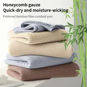 5 Pack Bamboo Fiber Towels, Quick-Dry Breathable Absorbent Face Wash Bath Towels, Large Honeycomb Cloth for Daily Use, Super Absorbent Towel