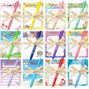 12-piece employee appreciation gift set: 12 motivational notepads, 12 pens, 12 ribbons, suitable for office supplies (for teachers)