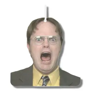 Screaming Dwight Schrute Meme Face Car Air Freshener Ornament Gag Gift