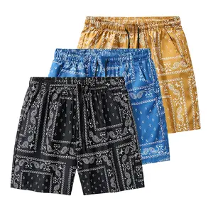Men's 3-Pack Cashew Floral Printed Shorts - Paisley Pattern, Drawstring Elastic Waistband, Relaxed Summer Shorts, Perfect for Warm Weather and Everyday Wear