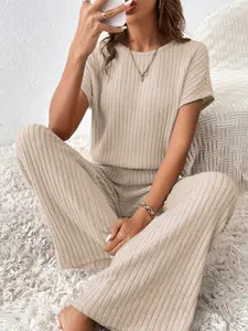 Ribbed Short Sleeve Jumpsuit
