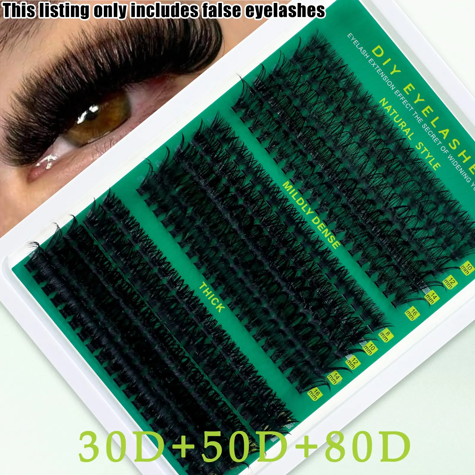 640 Piece False Eyelash Extension Kit, High Capacity D Curl Fluffy Lashes, DIY Lashes Cluster Daily Use Party Travel Gift, Non-Toxic Safe, Eyelash Clusters Extensions