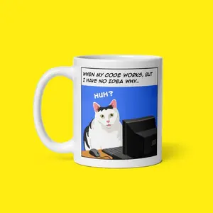 [SALE UP TO 50% + FREE SHIP] When my code doesn't work mug  Huh meme cat, Computer programmer gift, Coder mug, Funny cat mug, Computer science mug, Web developer mug