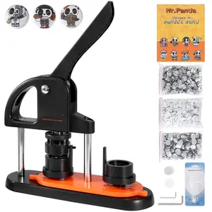Button Maker Machine For Custom Pin Buttons 0.98 Inch / 25mm, Includes 500 Button Parts, Panda Magic Book, Ergonomic Arc Handle Punch Press Kit, DIY Craft Gift For Kids, Christmas Projects, Easy To Use