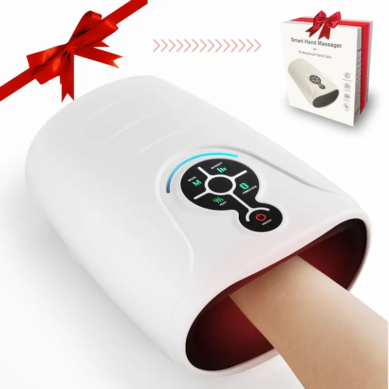 Wireless Hand & Wrist Massager with Heat - 2000mAh USB-C Rechargeable Relaxation Aid, Mom's Selfcare Gift, Desk-Use Device for Adults (USB Port Included)