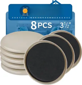 Furniture Sliders 8 count 3 1/2 inch - Heavy Duty  Round Sliders for Moving Furniture on Carpet, Easily Move Couches/Beds/Armoires
