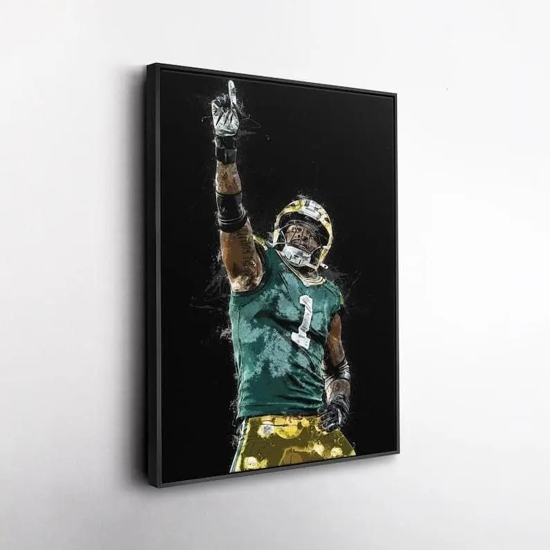 Micah Parsons Poster - Green Bay Packers Football Wall Art, Fan Room Decor, Watercolor Style Artwork [UNFRAMED - PRINT ONLY]