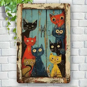 Hello Young Cat pattern vintage wall art Decorative artwork! Perfect for living room/bedroom, great gift for cat lovers!