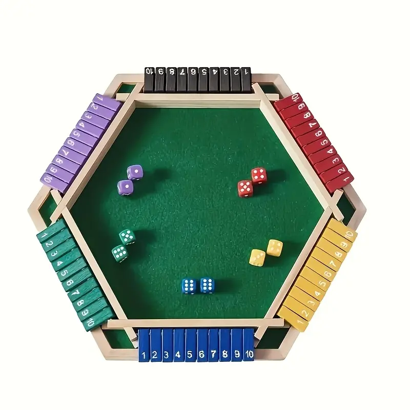 6 Person Lock Box Game Set, Colorful Wooden Board Math Dice Games Family Fun Game Ideal for Adult Family Gatherings & Clubs, Party Board Game, Table Math Games, Tabletop Games, Board Games Night