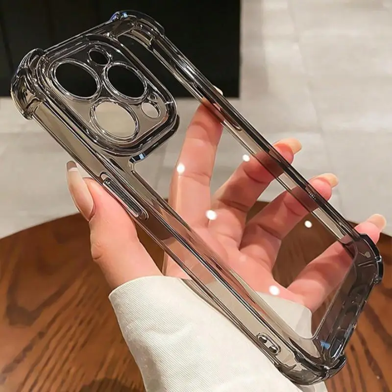 Clear Four Corners Anti-drop Phone Case, 1 Count Premium Shock-proof Phone Cases For iPhone Series, Simple Fashion Phone Protective Case For Women Gir