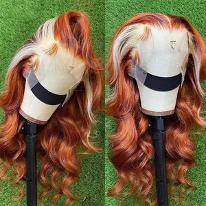 13x4 Ginger 613 Highlight Body Wave Lace Frontal Wig Ombre Colored Lace Front Human Hair Wigs for Women