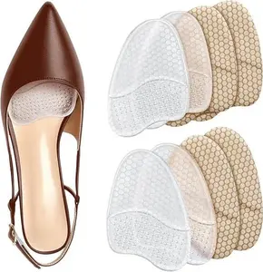 4 Pairs Soft Suede & Gel Metatarsal Pads for High Heels Footwear, Non-Slip Grip Ultra-Thin Forefoot Pain Relief Insoles, Stylish Design Clothes & Fashion Accessories