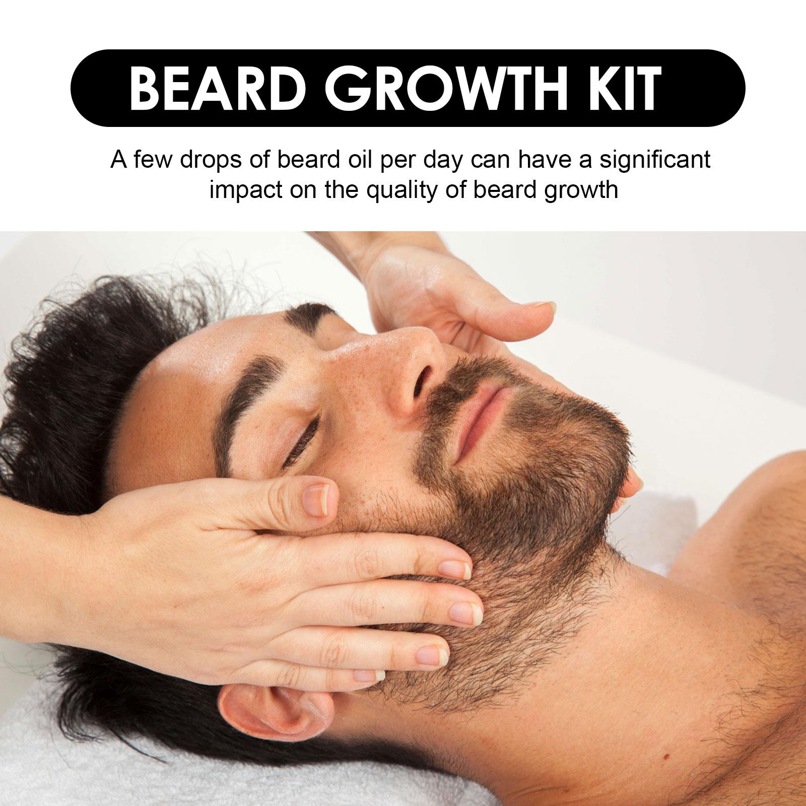 【Father's Day】EAST MOON Beard Growth Serum & Derma Roller Kit, Beard Care Nutritional Oil, Making Beards Thicker and More Shiny, Daily Beard Care Products for Men