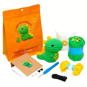 Beginner-Friendly Crochet Kit, DIY Amigurumi Rabbit Dinosaur Penguin Fox Chicken Plush Toys, Complete Tools & Yarn Set, Perfect Craft Gift