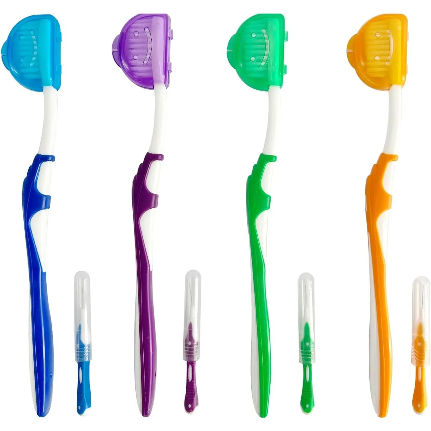 Portable Manual Honey Orthodontic Oral Care Kit (4-Pack) - Soft Bristle Design Toothbrushes, U-Shaped Toothbrush, Braces-Friendly Flosser, Interdental Toothpick for Cleansing Braces, Oral Care Accessories, Complete Oral Kit