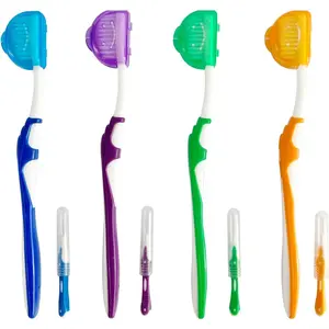 4-Pack Orthodontic Dental Care Kit – Includes Soft Bristle Toothbrushes and Braces-Friendly Brush Flosser for Cleaner Interdental Brush Toothpick, Essential Tools for Braces Hygiene Oral Care