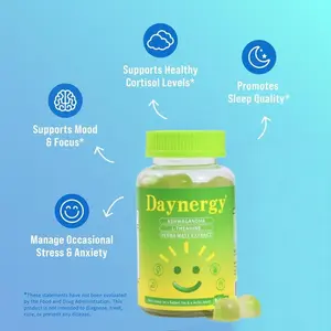 Daynergy Calming Stress & Mood Energy Gummies Vitamin Supplement Supports Healthy Cortisol Levels Promotes Sleep Quality Manage Occasional Stress Anxiety US Healthcare Fitness Dietary Edible Bathroom