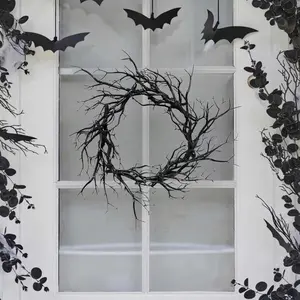 Halloween Dry Branch Wreath for Spooky Decor, Twigs Home Decoration, Easy to Hang Long Lasting Halloween Item