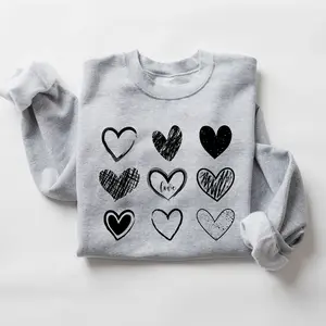 Womens Valentines Hearts Sweatshirt, Cute Valentine Sweatshirt, Teacher Valentine Sweatshirt, Valentines Day Shirt