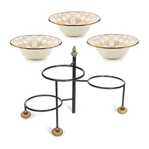 MacKenzie- Childs Serving Stand and Set of 3 Serving Bowls