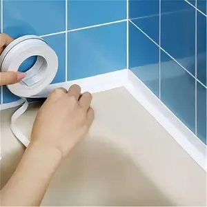 2 PCS Caulk Tape - Waterproof Self-Adhesive Caulking Tape 1.5"" x 10.5Ft for Toilet Sealer, Around Toilet Base, Kitchen, Bathroom, Sink, Shower, Bathtub Edge Protector, PVC Caulk Strip