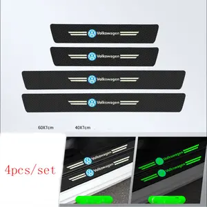For Golf 5 6 7 8 GTI Polo MK Car Threshold Strip Carbon Fiber Luminous Door Sill Protection Stickers 4pcs car door edge