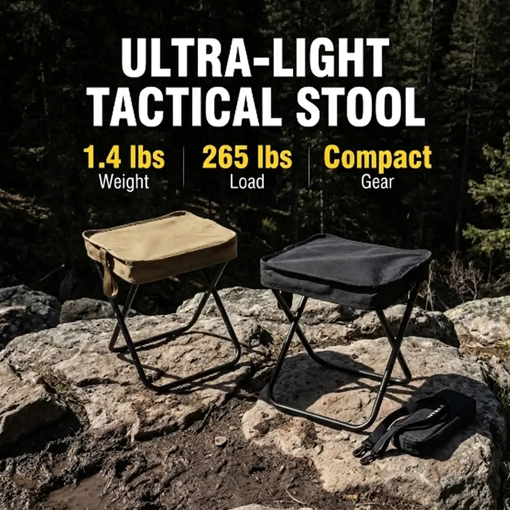 Ultralight Folding Camping Stool – 630g Portable Camp Chair Fits in Backpack, 265LBS Heavy Duty Seat for Camping Hiking Fishing, Collapsible Outdoor Stool with Carry Strap,collapsible chair