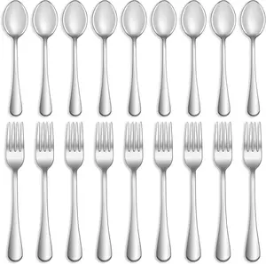 12-Piece Food Grade Stainless Steel Cutlery Set, Tableware Dinnerware Silverware, 6 8-in Dinner Forks & 6 6.5-in Teaspoons, Mirror Polished, Dishwasher Safe for Home Use