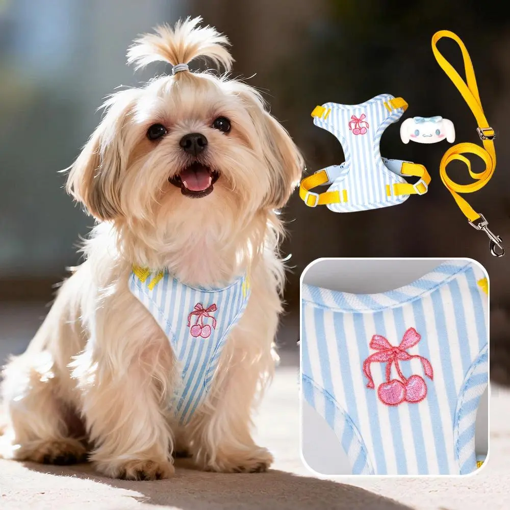 Adjustable Dog Harness & Leash Set with Plush Doll, Chic Prints, Elegant Print Design, Adjustable Design, Year-Round Use Collars & Harnesses & Leads for Small-Medium Breed Puppies, All-Season Use, Walking