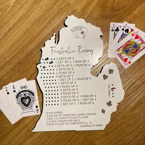 Michigan Shaped Frustration Rummy Game Board