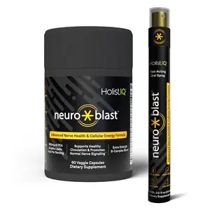 Neuro-Blast Vitamin System • The First Dual Solution for Nerve & Neuropathy Pain Relief • Daily capsules support long-term nerve health • Fast-acting oral spray delivers on-the-go relief • Get Moving. Again.