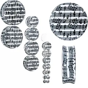 Black White Acrylic Music Notes Double Flare Plug Set
