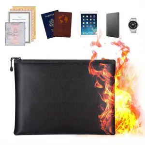 Portable Fireproof & Waterproof Document Envelope File Folder Cash Pouch Fire Safe Storage Pouch with Zipper Cash File Envelope Holder for Home Office